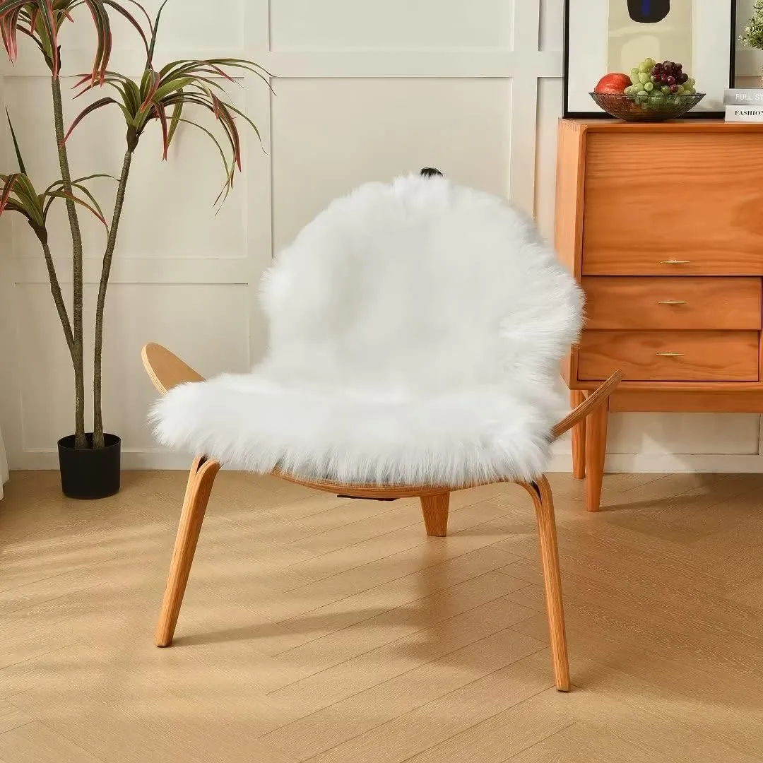 duduta Small White Faux Sheepskin Throw Rug 2x3 ft, Fluffy Shag Fur Chair Cover Washable