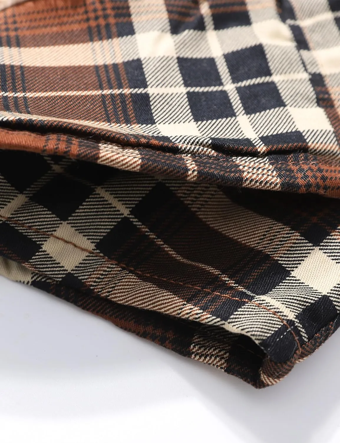Eisctnd Men's Sherpa Lined Flannel Jacket Outdoor Long Sleeve Plaid Fleece Shirt Warm Casual Button Down Coat