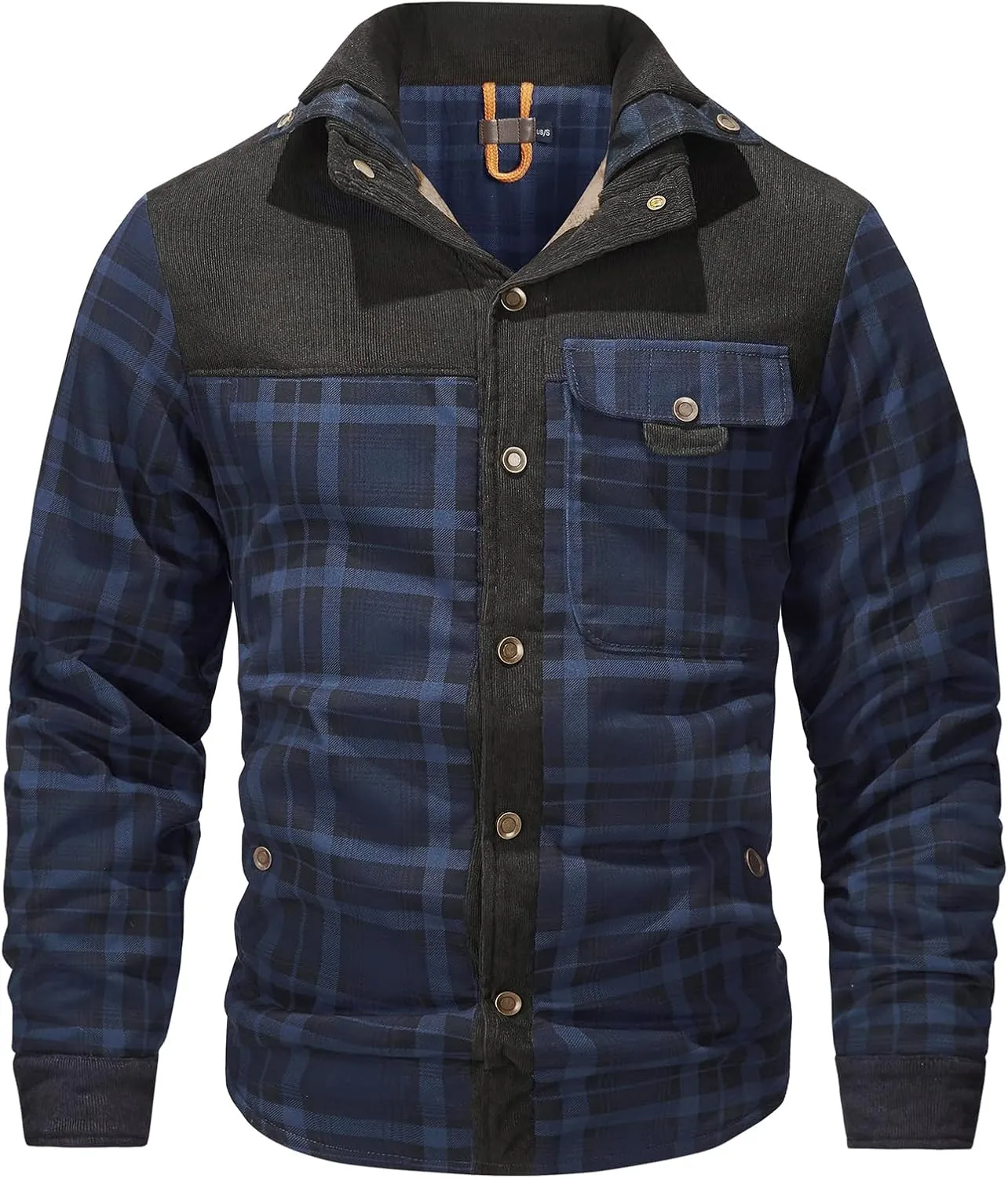 Eisctnd Men's Sherpa Lined Flannel Jacket Outdoor Long Sleeve Plaid Fleece Shirt Warm Casual Button Down Coat