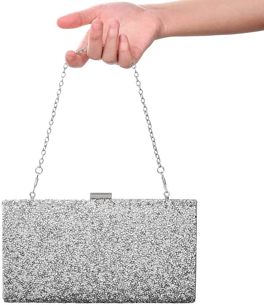 ELABEST Glitter Evening Clutch Bag Single Sided Diamond Bag Crossbody Purse Wedding Party Bag for Women