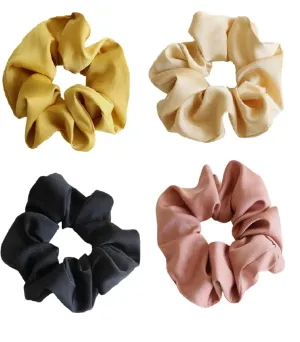 Elastic Hair Bands Pure Color Satin Fabric Large Intestine Hair Ring Hair Rope Hair Accessories Rubber Band Women, Combination B3Pcs