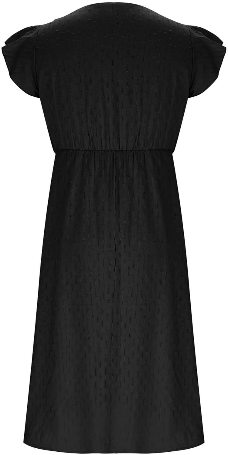 Elegant Dresses for Women Vintage Ruffle Sleeve V Neck Dress Slimming Stretch Waist Maxi Skirts Working Concert