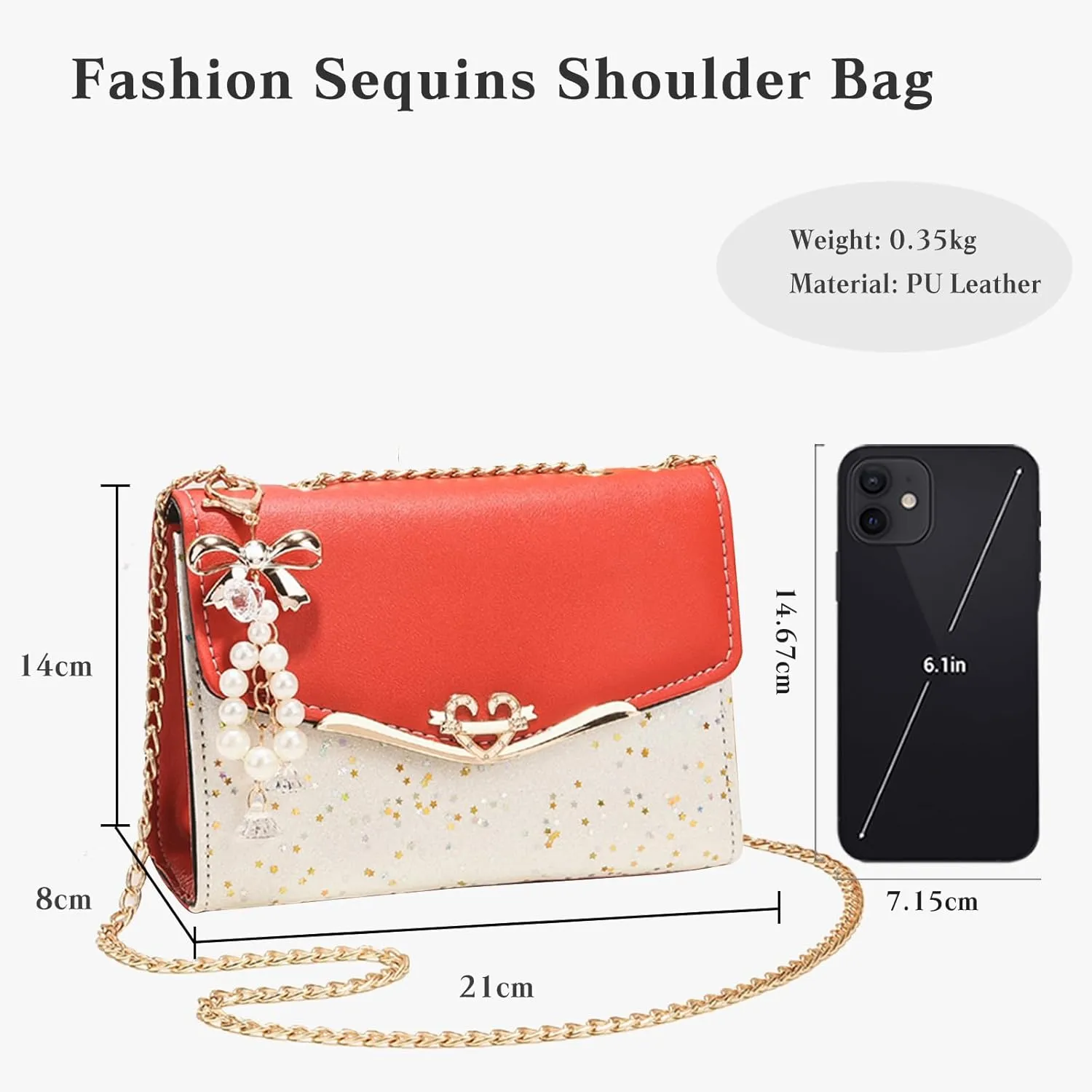 Elegant Shoulder Bag for Women - PU Leather Handbag with Sequin Crossbody & Messenger Bag Styles