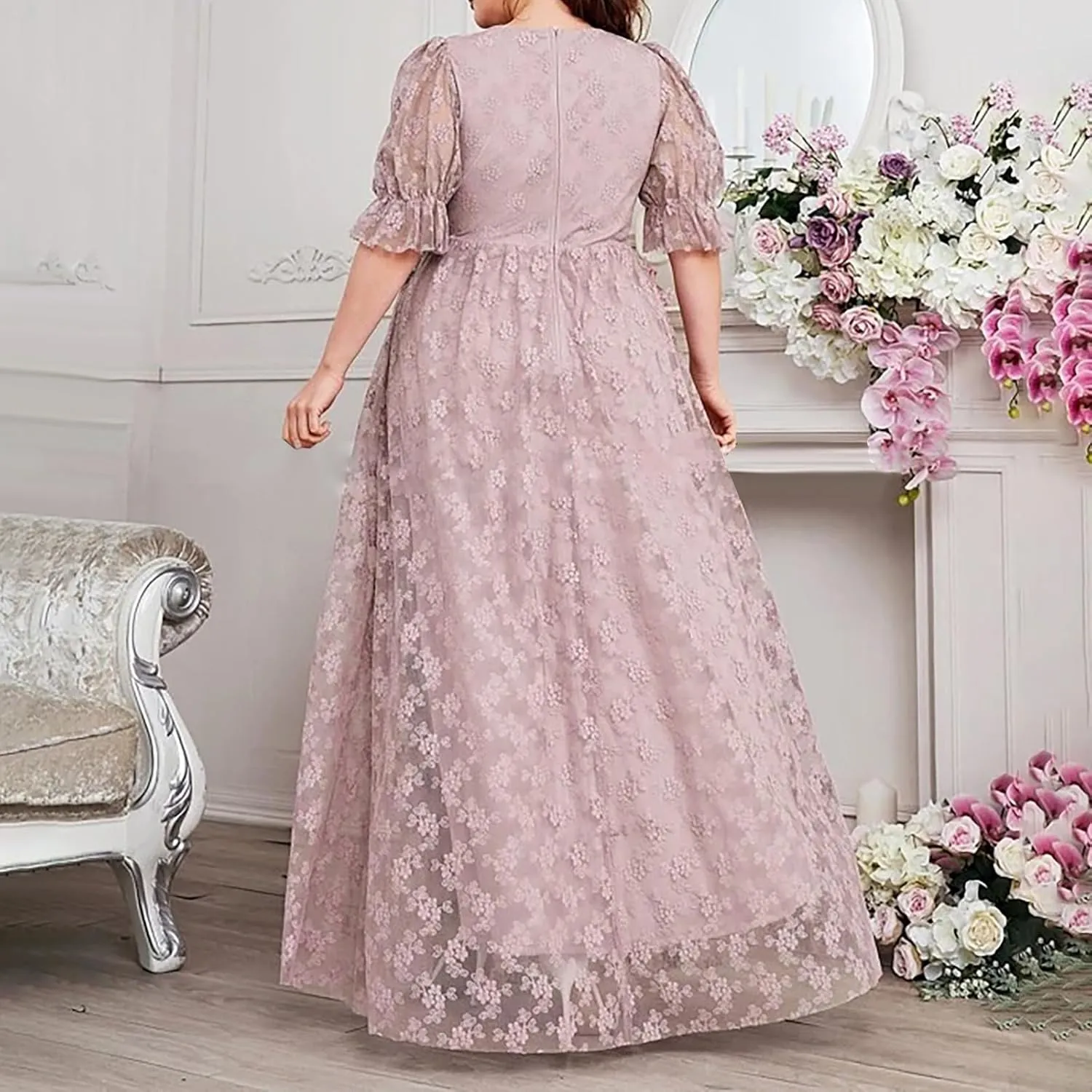 Elegant V Neck Dress for Women Fashionable Ruffle Sleeve Chiffon Midi Skirt Front Tie Wrap Comfy Dresses Prom Gowns