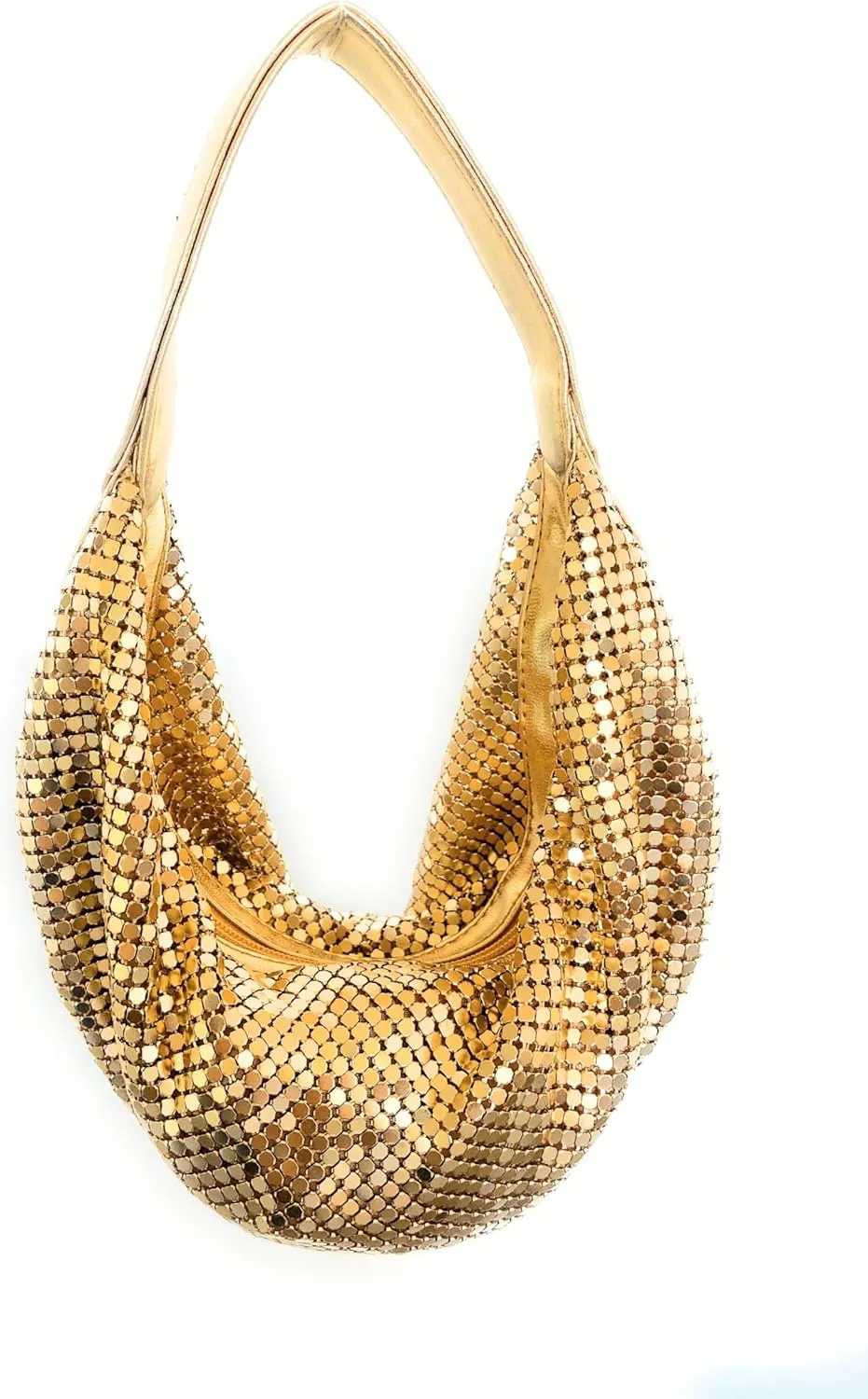 Elegant Vintage Hand Carry Evening Clutch Purse Women's Metal Mesh Hobo Bag for Cocktail Parties, Weddings, Prom & Banquets