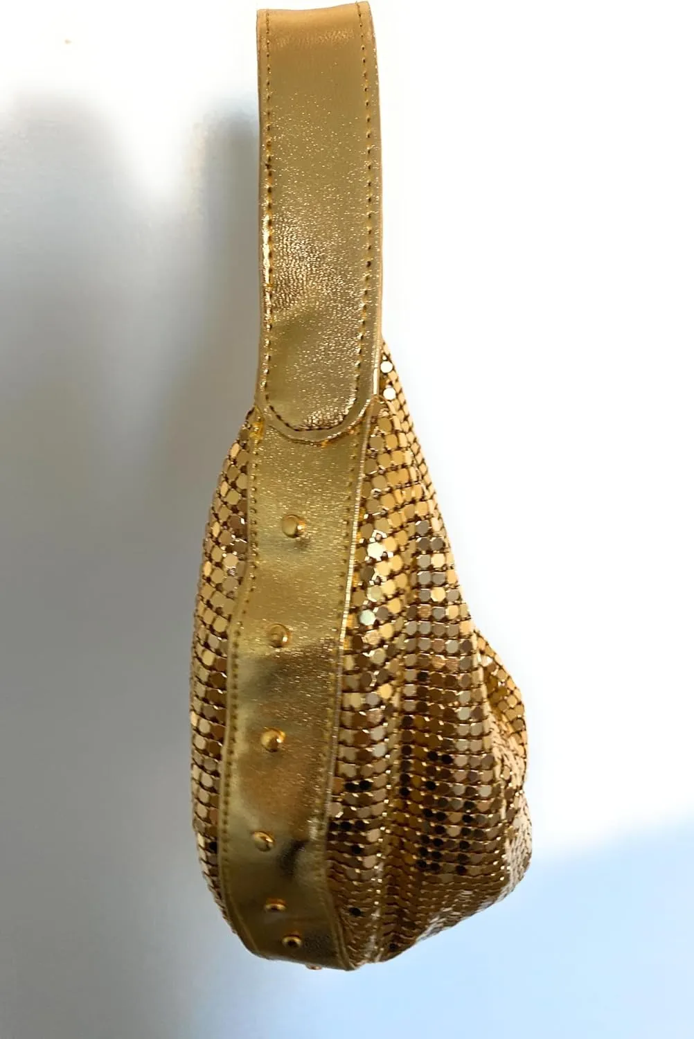 Elegant Vintage Hand Carry Evening Clutch Purse Women's Metal Mesh Hobo Bag for Cocktail Parties, Weddings, Prom & Banquets