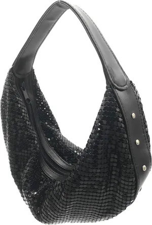 Elegant Vintage Hand Carry Evening Clutch Purse Women's Metal Mesh Hobo Bag for Cocktail Parties, Weddings, Prom & Banquets