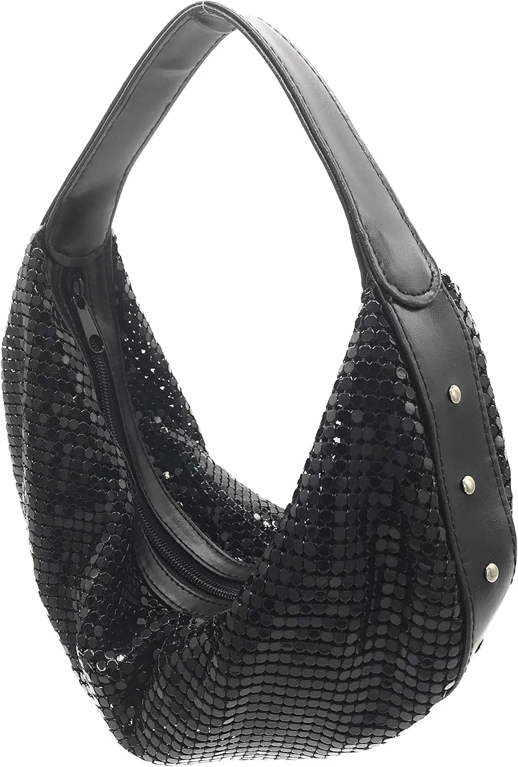 Elegant Vintage Hand Carry Evening Clutch Purse Women's Metal Mesh Hobo Bag for Cocktail Parties, Weddings, Prom & Banquets