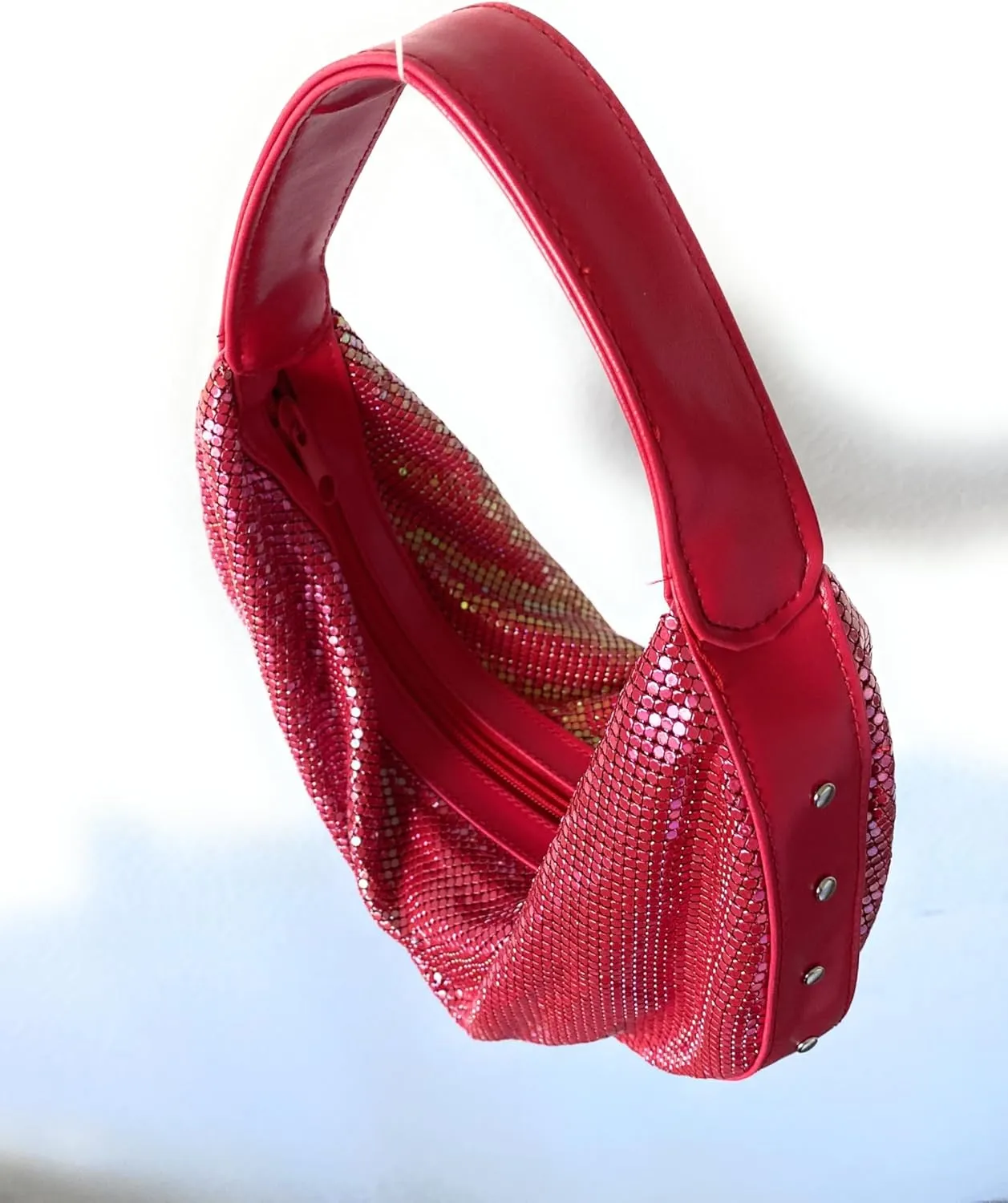 Elegant Vintage Hand Carry Evening Clutch Purse Women's Metal Mesh Hobo Bag for Cocktail Parties, Weddings, Prom & Banquets