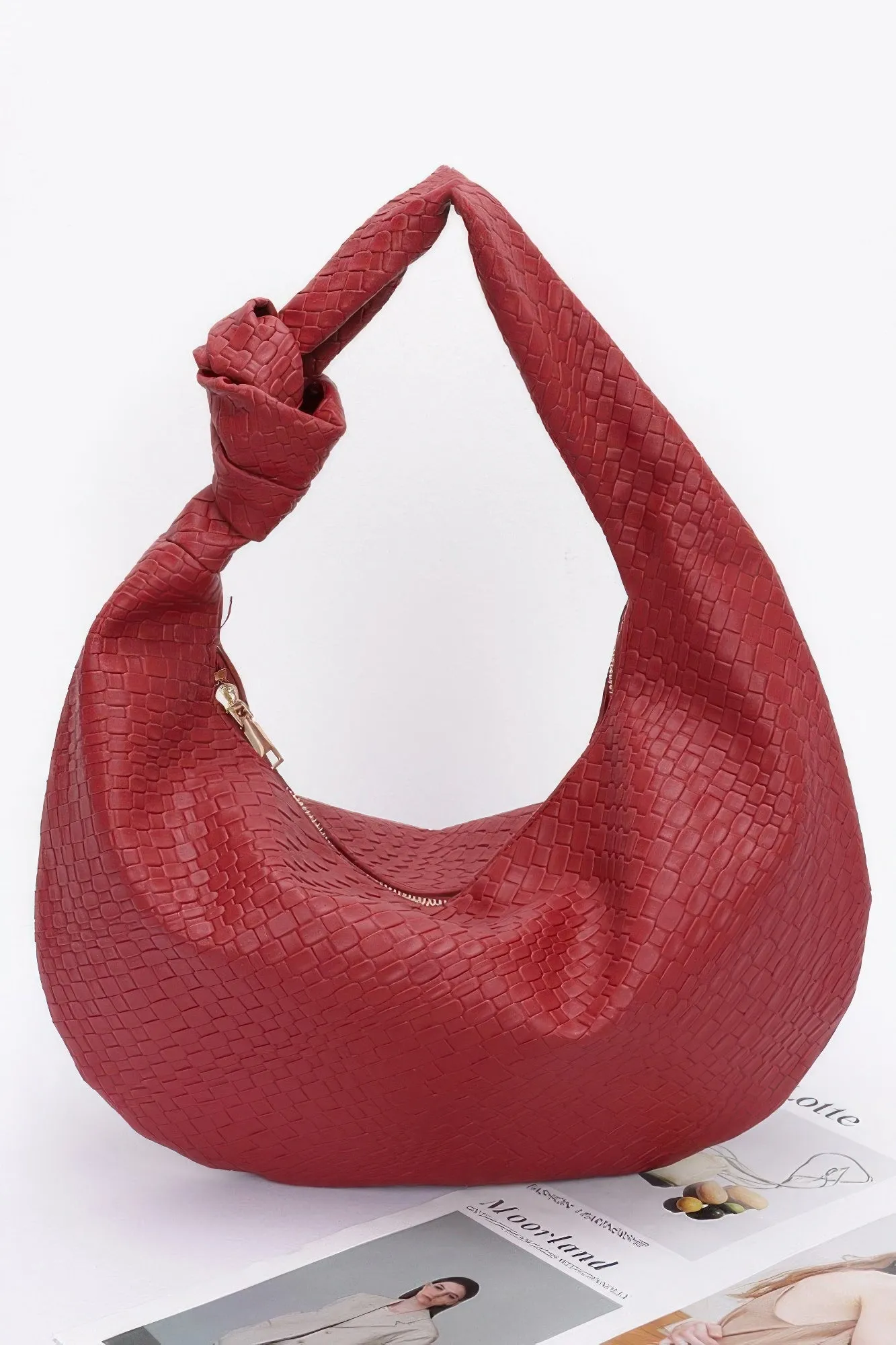 Embossed Faux Leather Big Hobo Bag