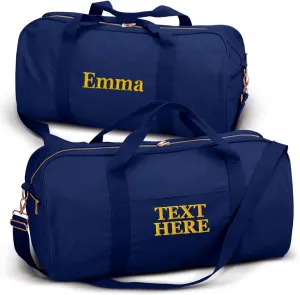Embroidered Travel Duffle Bag with Name, Waterproof Personalized Weekender Bag, Custom Carry On Tote Bags for Women, Travel Essentials Gym Bag, Customized Hospital Bag, Overnight Luggage Bag - Navy