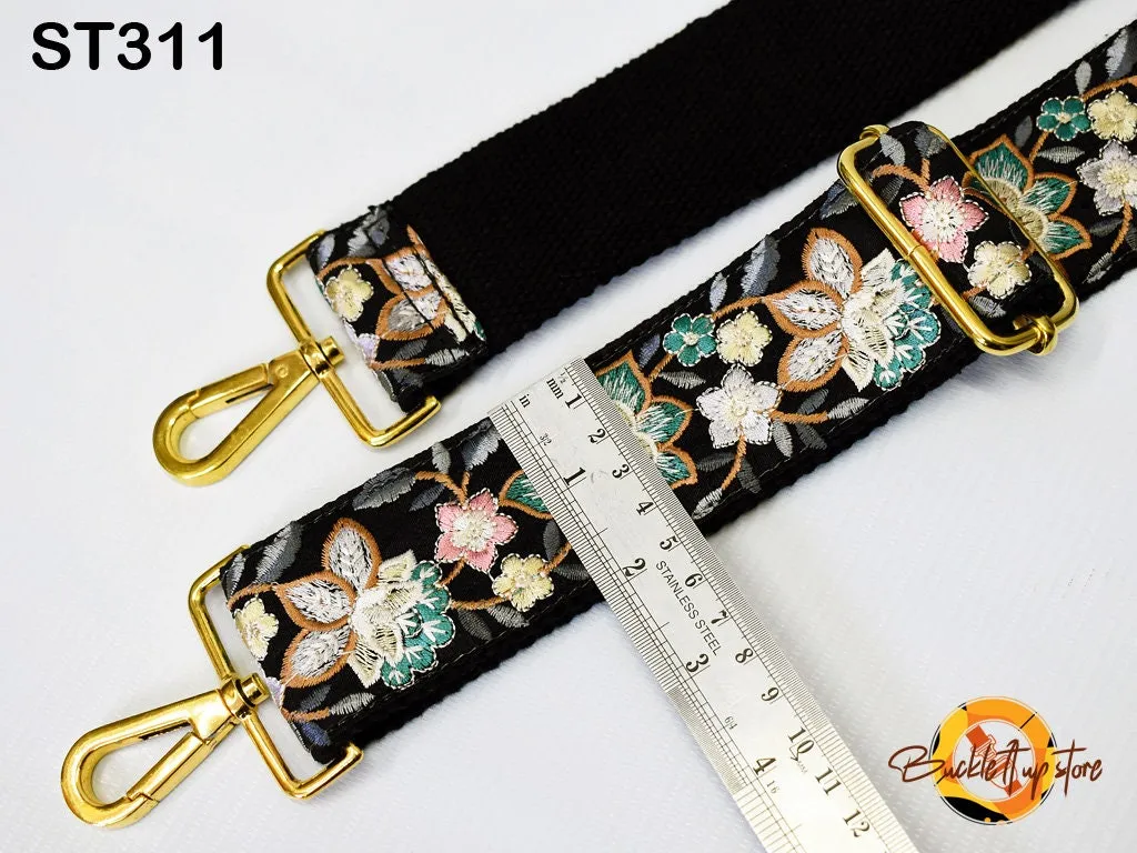 Embroidery Replacement Purse Strap Crossbody Strap for Purses Floral Embroidered Boho Bag Strap Boho Guitar Strap Handbag Strap Gift for her