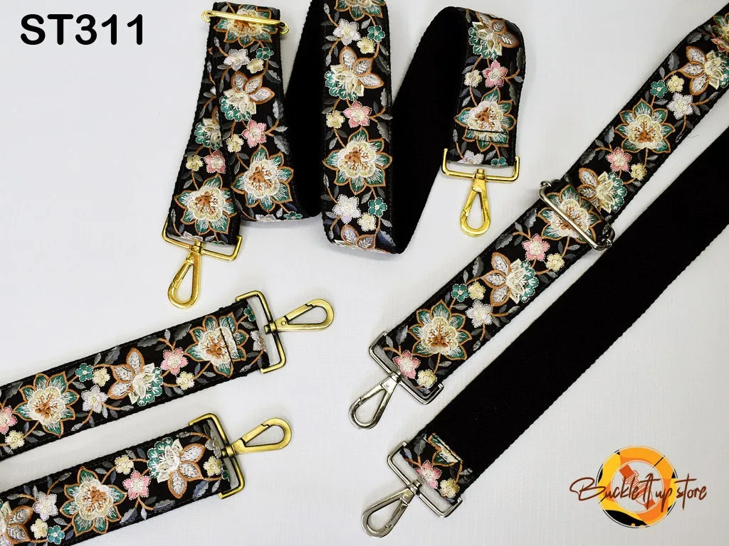 Embroidery Replacement Purse Strap Crossbody Strap for Purses Floral Embroidered Boho Bag Strap Boho Guitar Strap Handbag Strap Gift for her