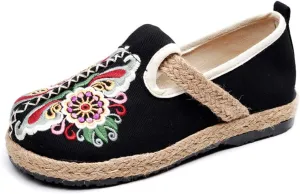 Espadrilles for Women Flats Canvas Loafers & Slip-ons Ethnic Style Embroidered Shoes Casual Comfort House Shoes