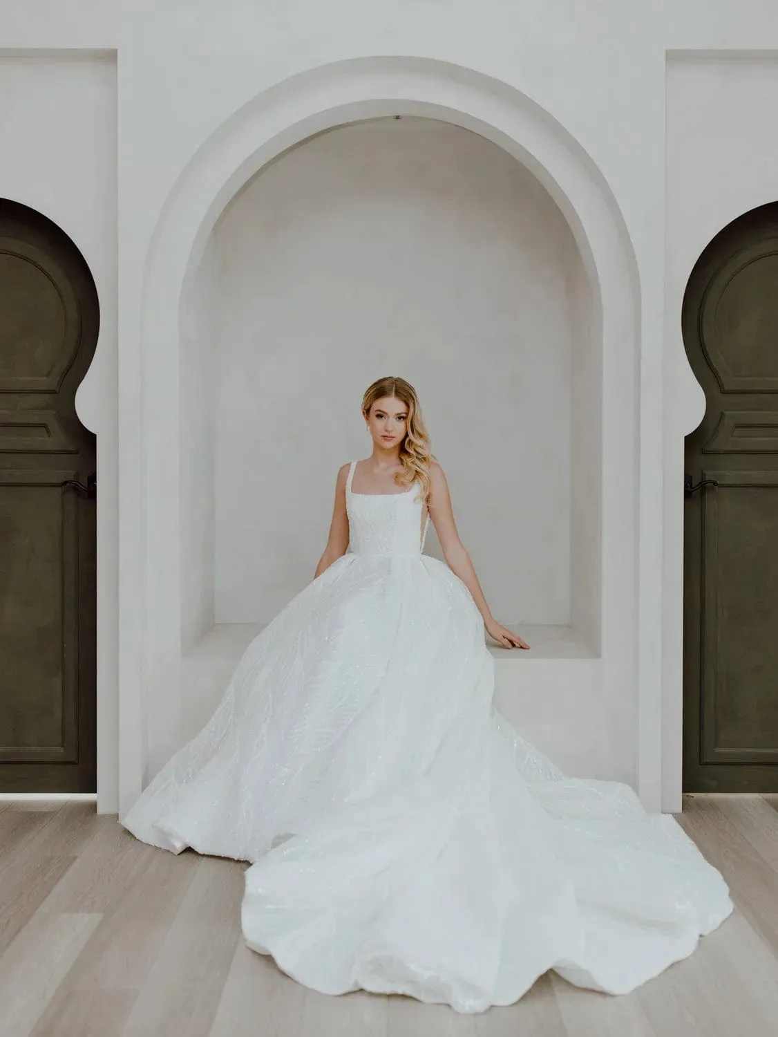 Exquisite Ball Gown Wedding Dress with Square Neckline, Delicate Straps, and Subtle Embellishments
