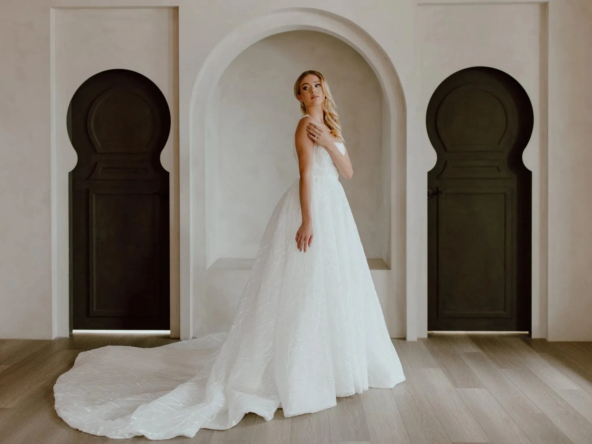 Exquisite Ball Gown Wedding Dress with Square Neckline, Delicate Straps, and Subtle Embellishments