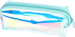 EzPacking Holographic Clear Makeup Pouch/Cute Iridescent Cosmetic Organizer/Sparkly Glittery Women’s Toiletries Holder/Transparent Ladies Zipper Bag for Purse or Tote (Mint)