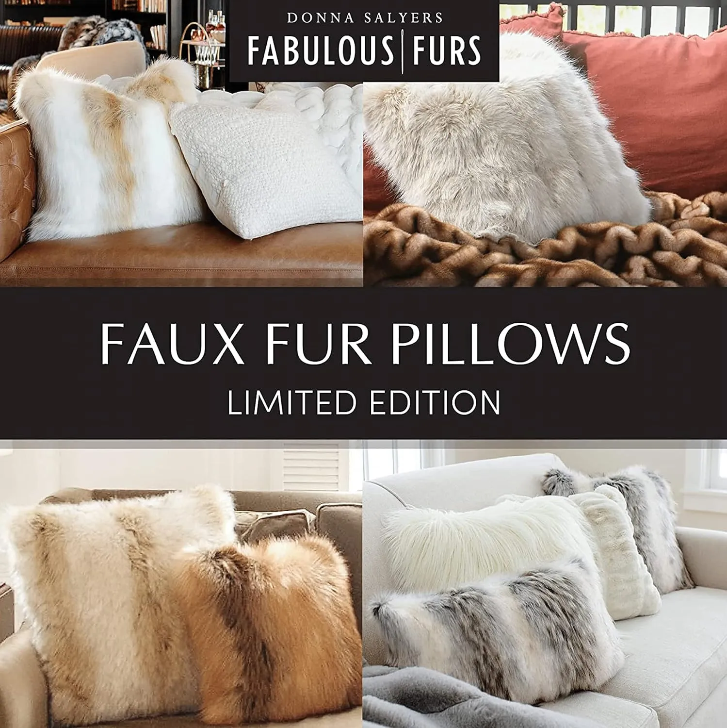 Fabulous-Furs Donna Salyers Limited Edition Arctic Wolf Faux Fur Pillows, Arctic Wolf, 12x22