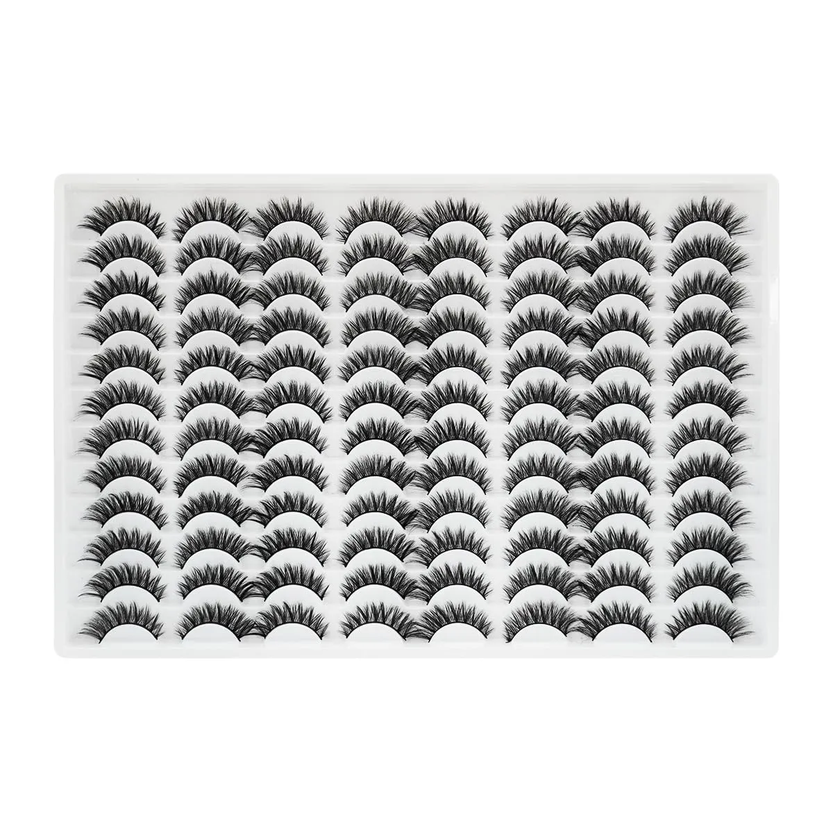 False Eyelashes 48 Pairs Faux Mink Lashes 14mm Wispy Lashes 3D Fluffy Cat Eye Lashes Pack Bulk Wholesale Strip Lashes(style 48-045)