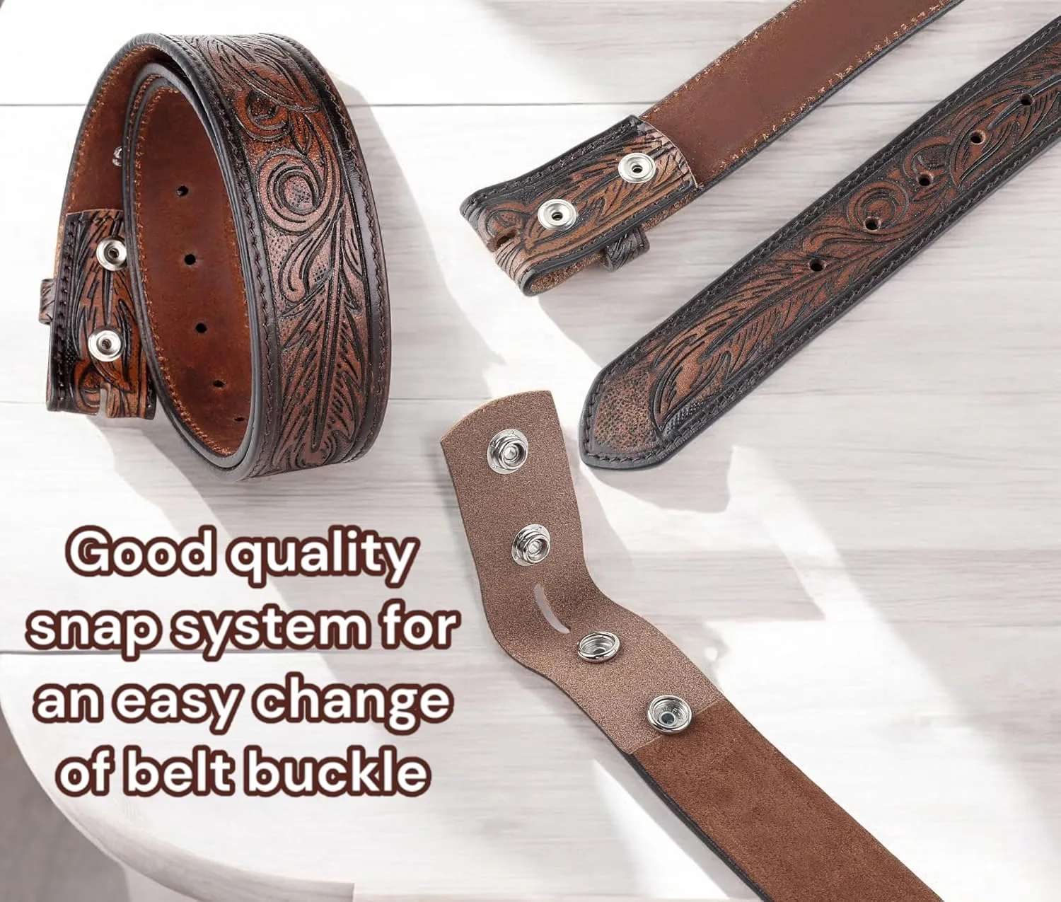 F&L CLASSIC Western Belt without buckle for men – Full Grain Leather Cowboy Belts for jeans - One Piece Leather strap belt