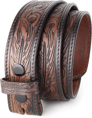 F&L CLASSIC Western Belt without buckle for men – Full Grain Leather Cowboy Belts for jeans - One Piece Leather strap belt