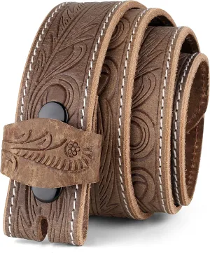 F&L CLASSIC Western Belt without buckle for men – Full Grain Leather Cowboy Belts for jeans - One Piece Leather strap belt