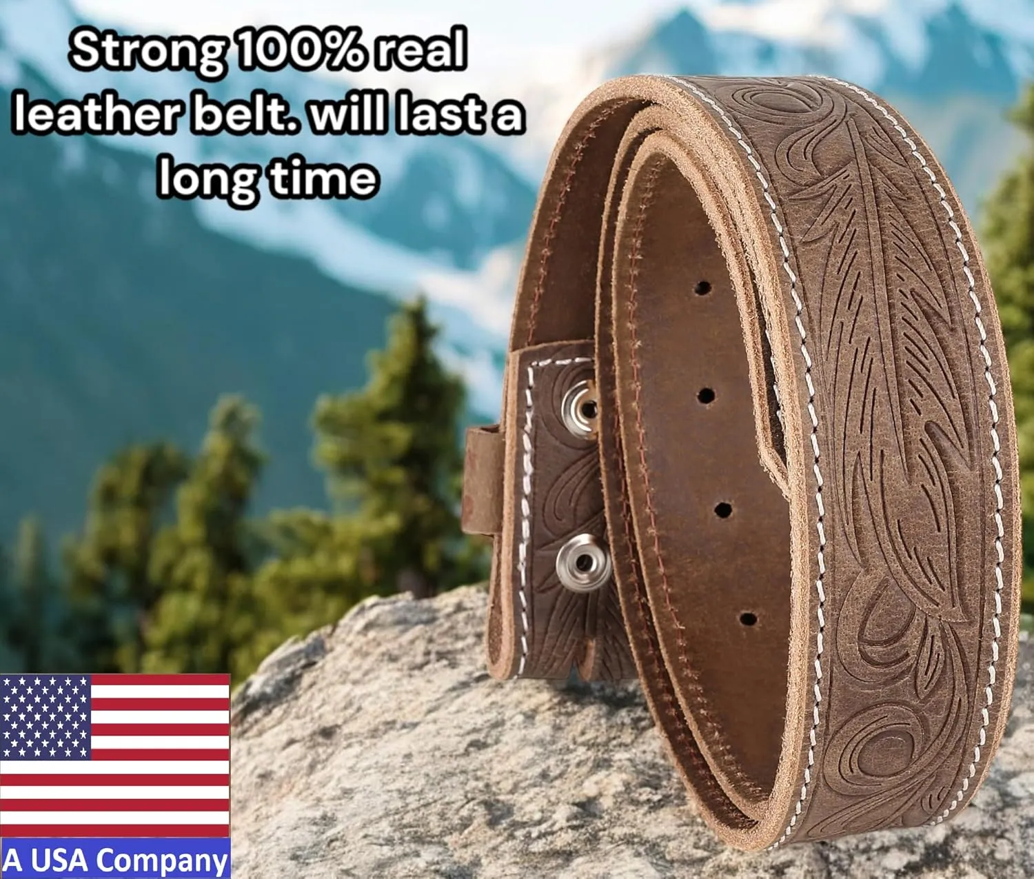 F&L CLASSIC Western Belt without buckle for men – Full Grain Leather Cowboy Belts for jeans - One Piece Leather strap belt