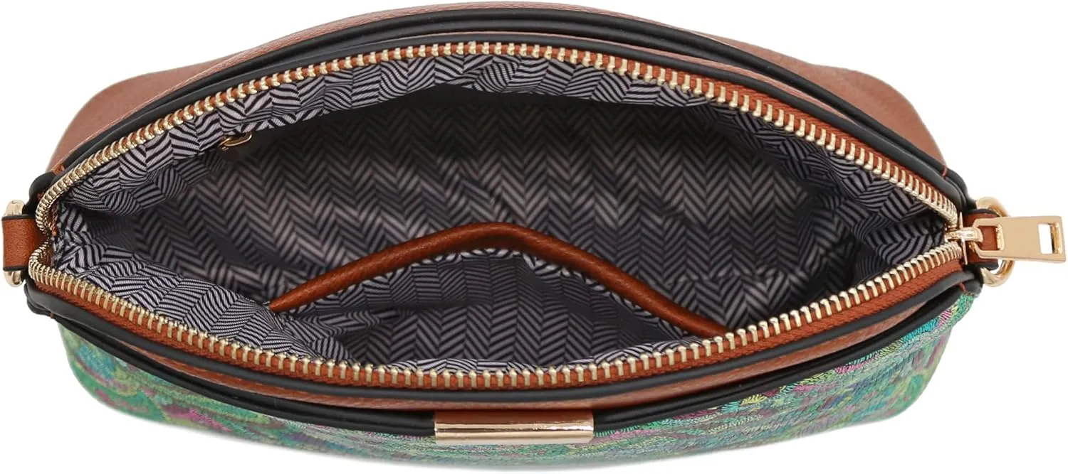 FashionPuzzle Leopard Paisley Print Small Dome Crossbody with Chain Strap