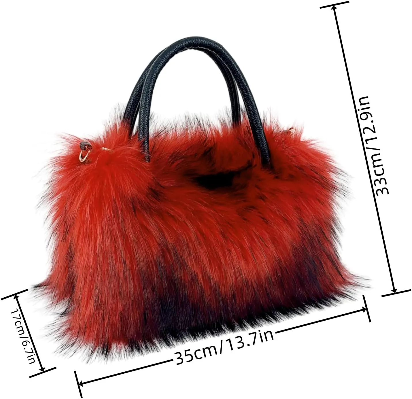 Faux Fur Tote Bag Women's Shoulder Handbags Fluffy Handbags Cute Soft Fluffy Purse Furry Bag for Shopping Working, Orange
