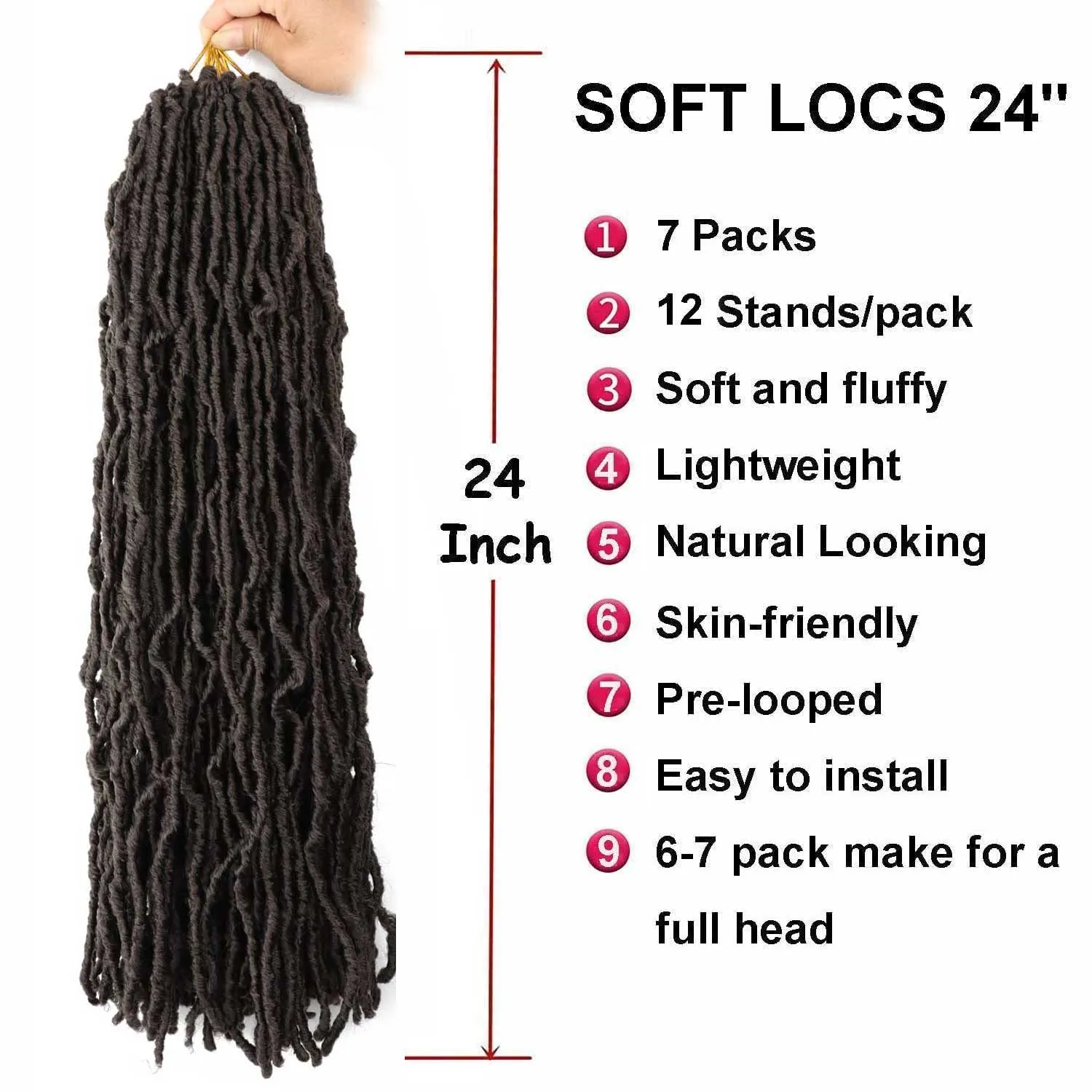 Faux Locs Crochet Hair 24 Inch 7Packs Curly Wavy Soft Locs Crochet Braids for Natural Butterfly Locs Crochet Hair for Black Women (24 inch(pack of 7), 4#)