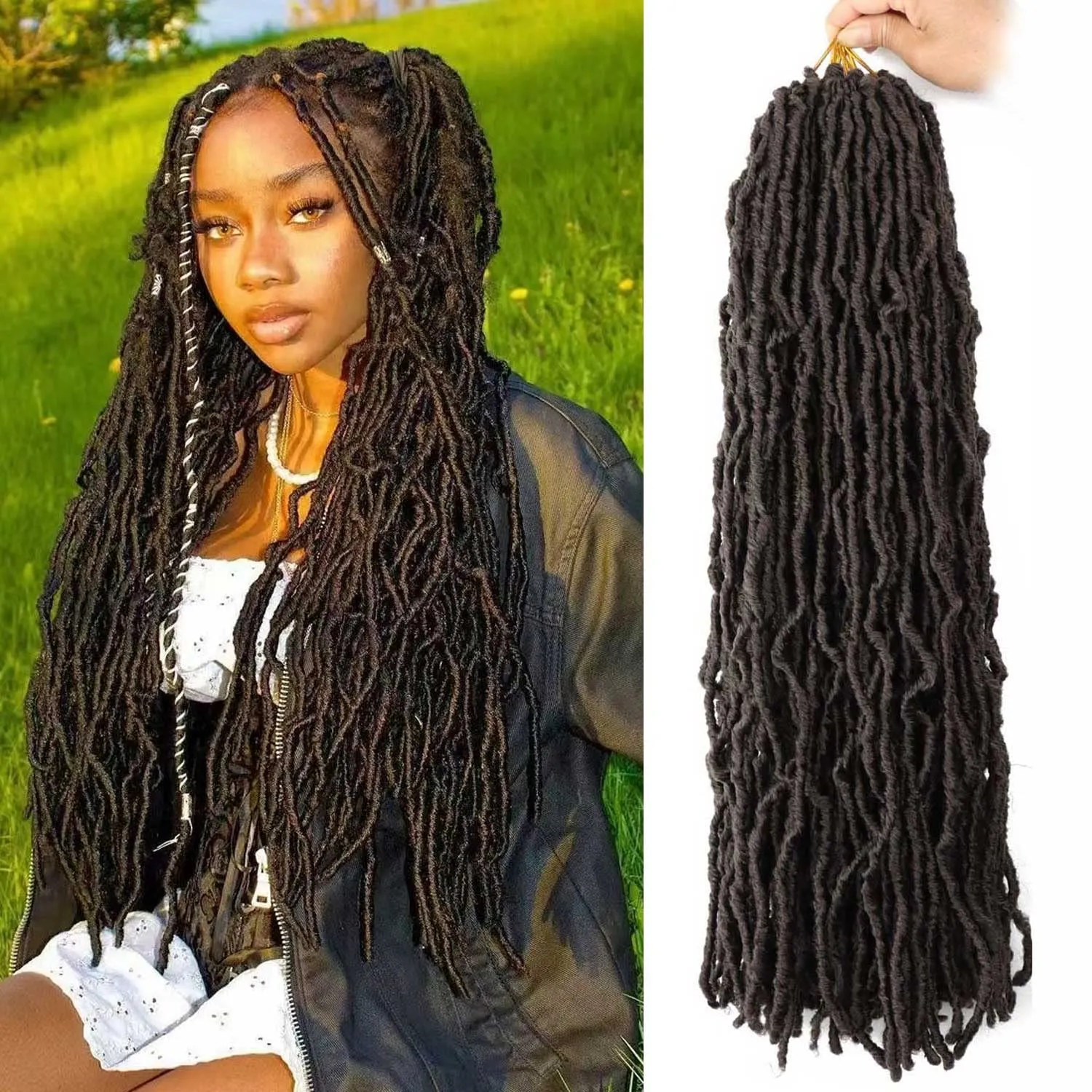 Faux Locs Crochet Hair 24 Inch 7Packs Curly Wavy Soft Locs Crochet Braids for Natural Butterfly Locs Crochet Hair for Black Women (24 inch(pack of 7), 4#)