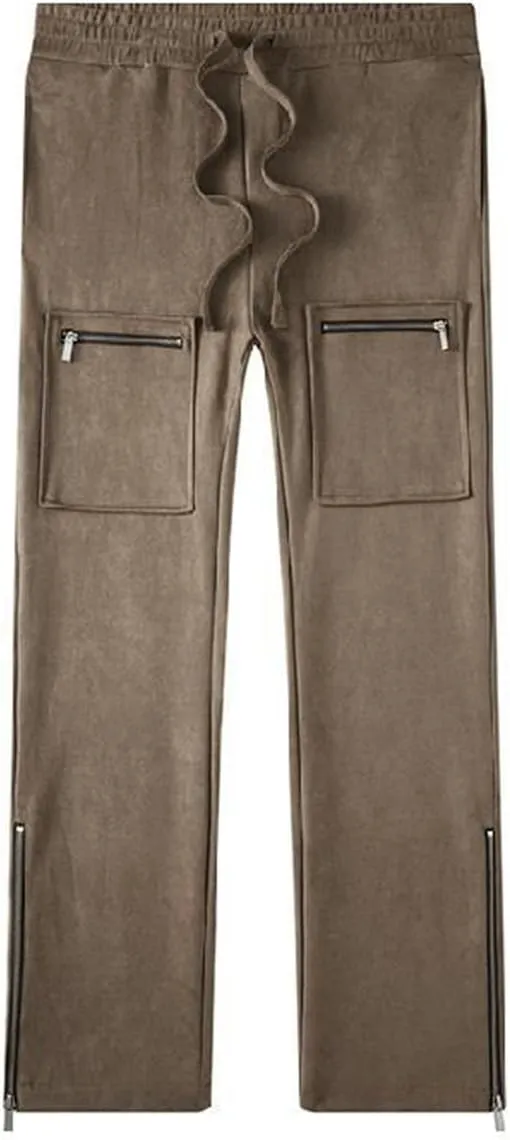 Faux Suede Sweatpants Women Flare Dancing Joggers Men's Patchwork Streetwear Trousers