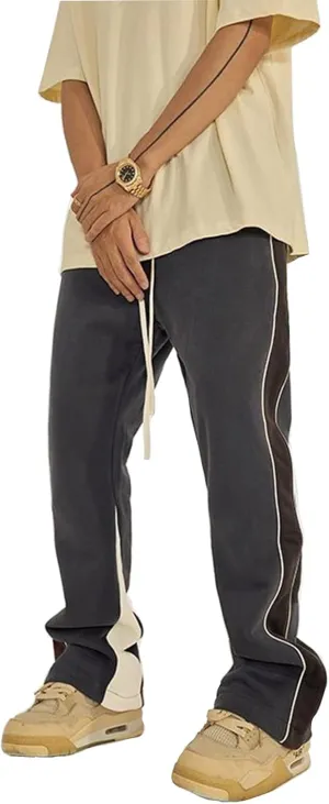 Faux Suede Sweatpants Women Flare Dancing Joggers Men's Patchwork Streetwear Trousers