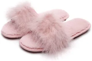 FAYUEKEY Faux Fur Slippers For Women Bride Wedding House Outdoor Fuzzy Shoes