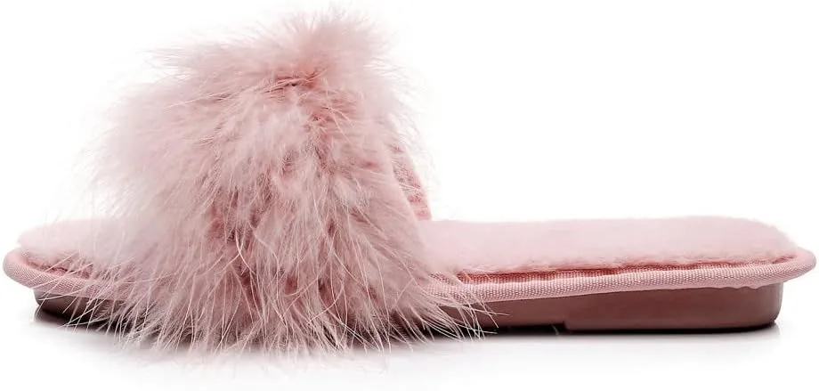 FAYUEKEY Faux Fur Slippers For Women Bride Wedding House Outdoor Fuzzy Shoes