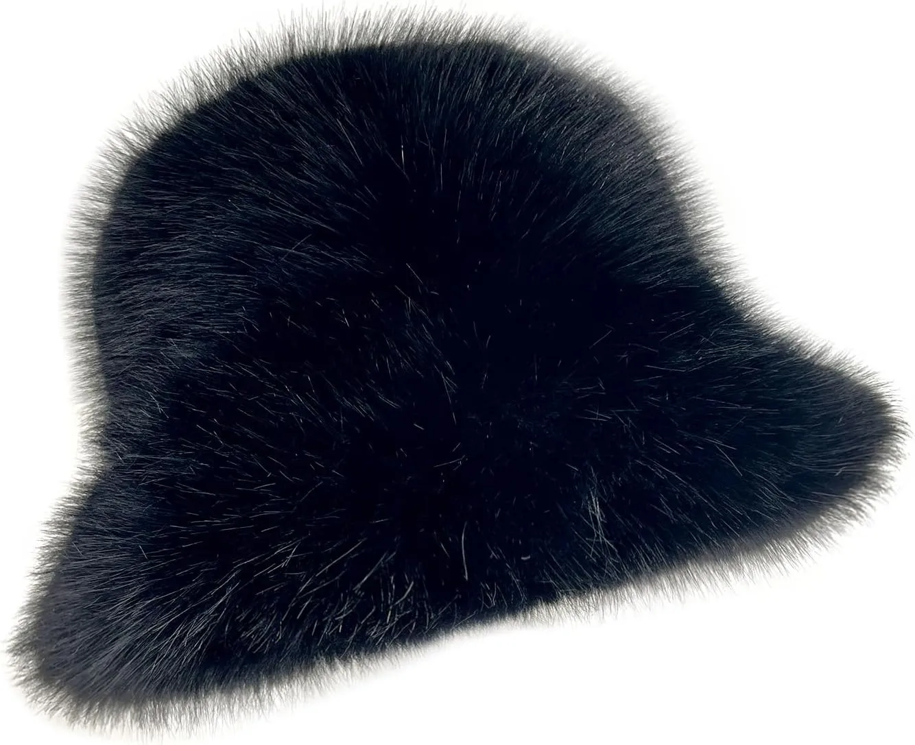 FHQHTH Fluffy Bucket Hat for Women's Winter Faux Fur Fuzzy Warm Bucket Hat