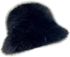 FHQHTH Fluffy Bucket Hat for Women's Winter Faux Fur Fuzzy Warm Bucket Hat