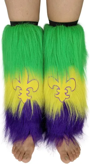 FHQHTH Fuzzy Faux Fur Leg Warmers Fur Heels Long Boots Cuff Cover has Elasticity One Pair Dionysia Boot cover Carnival 18"