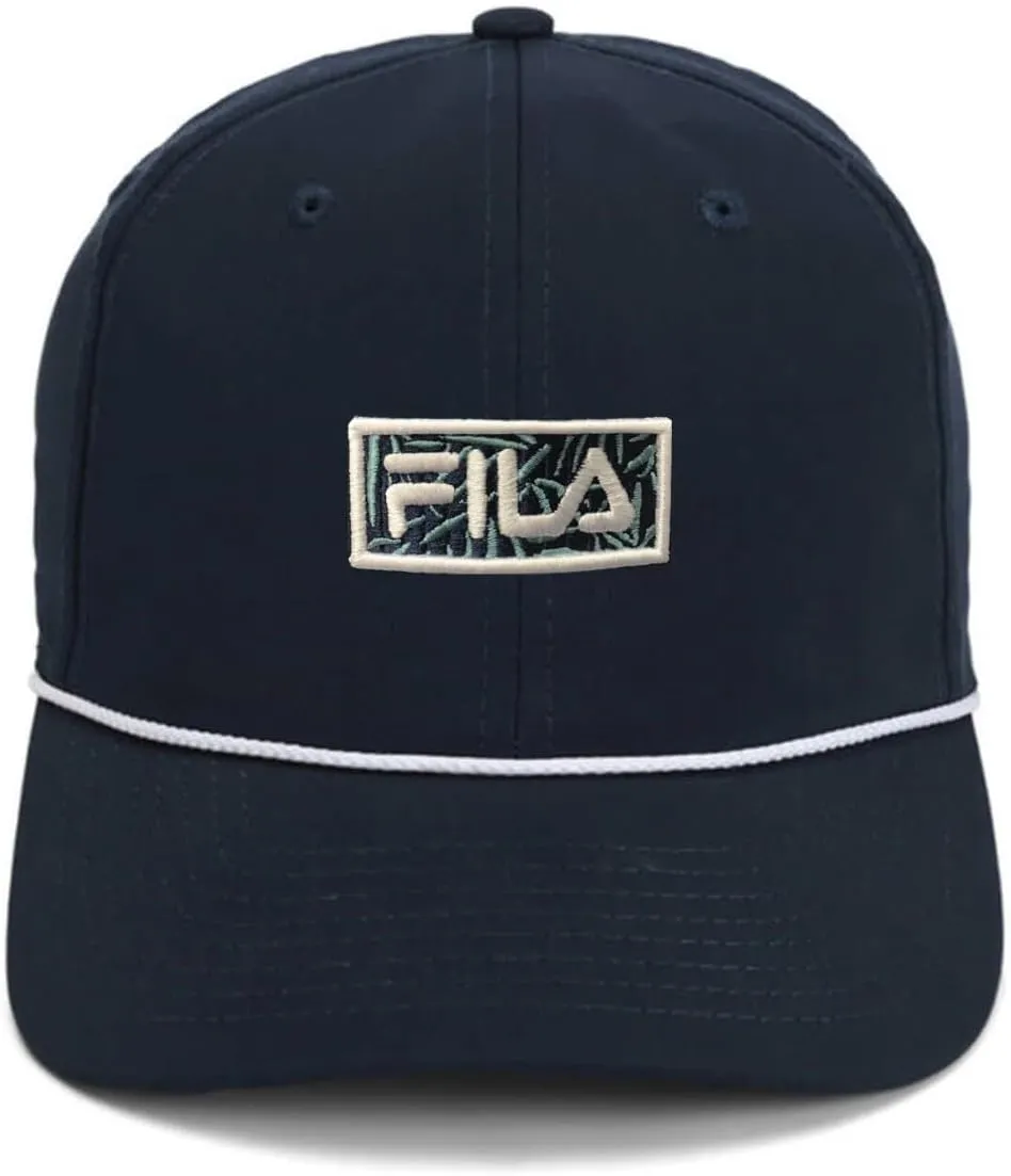 Fila Patch Logo Rope Visor Adjustable Snapback Hat Navy