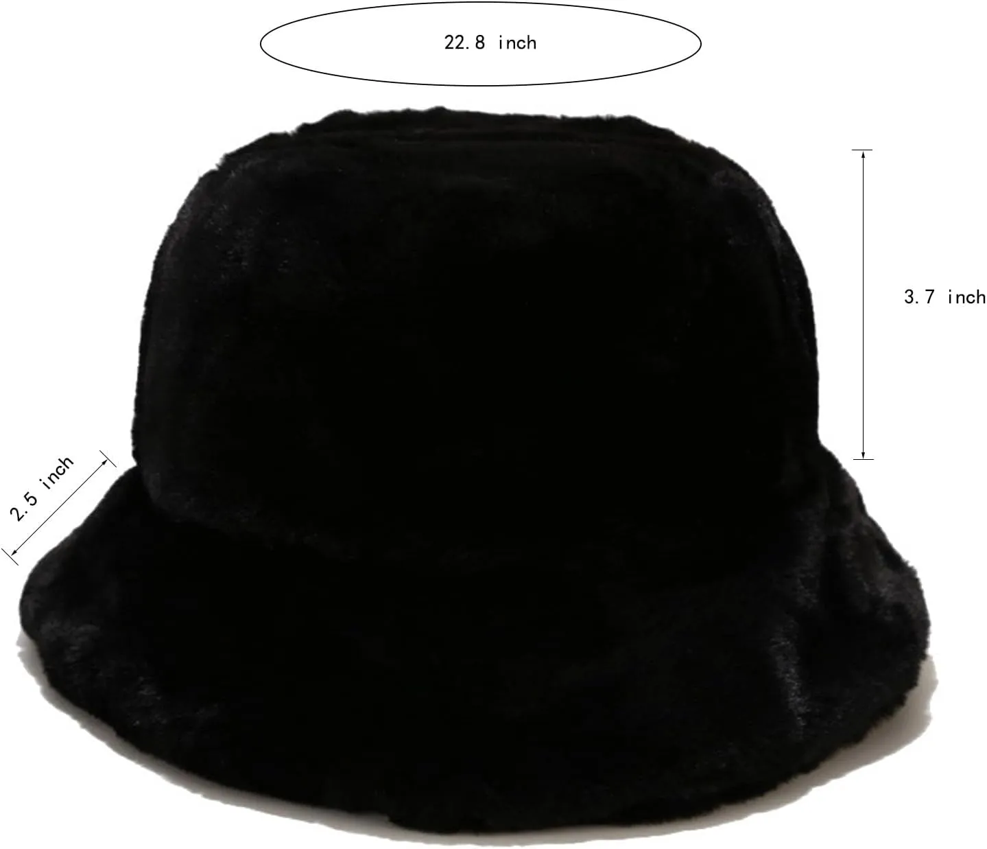 Fluffy Faux Fur Bucket Hat Winter Warm Hat for Women Men