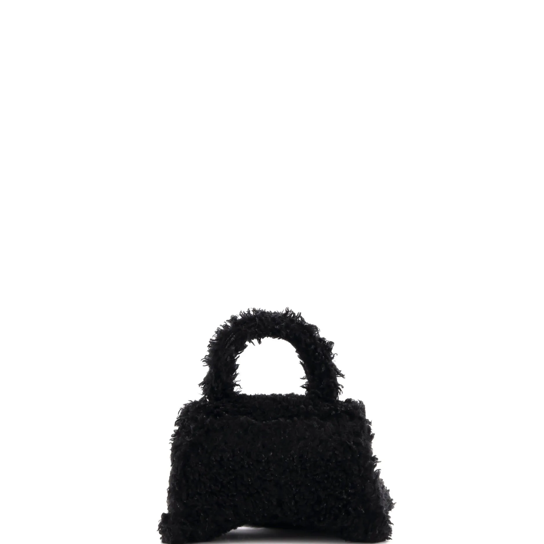 Fluffy Hourglass Top Handle Bag Faux Fur Small