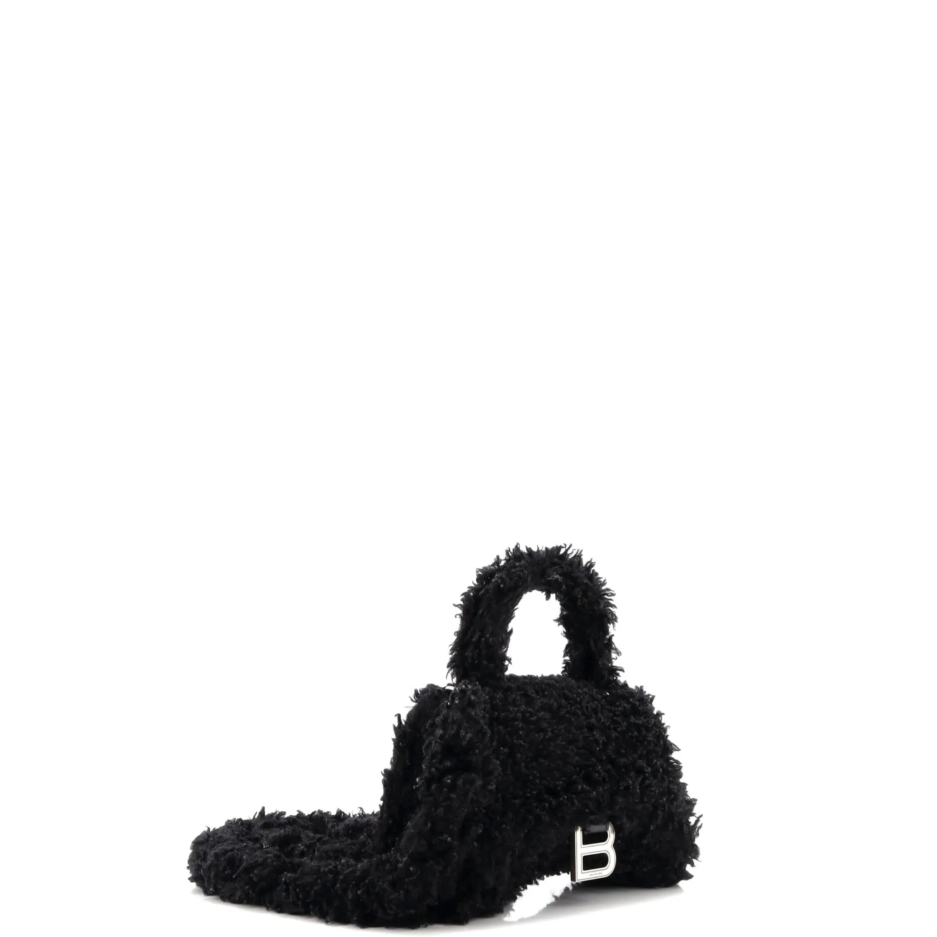 Fluffy Hourglass Top Handle Bag Faux Fur Small