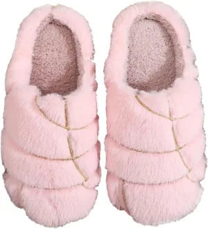 Fluffy Slippers For Womens Mens Warm Cozy Plush Fuzzy Memory Foam Slippers Slip-on House Slippers Indoor Outdoor