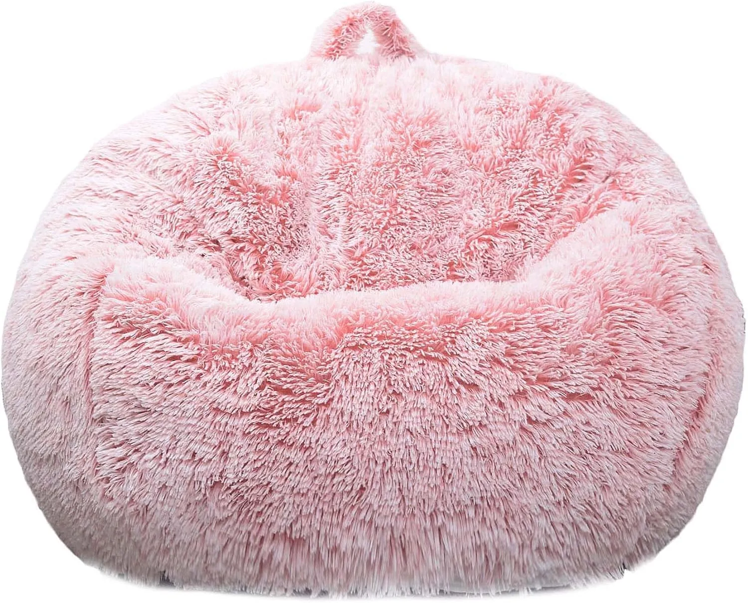 Fluffy Stuffed Animal Storage Bean Bag Chair Cover (No Filler), Faux Fur Comfy Bean Bag Cover for Organizing Plush Toys or Textile, for Adults Teens Kids Girls,Dusty Pink
