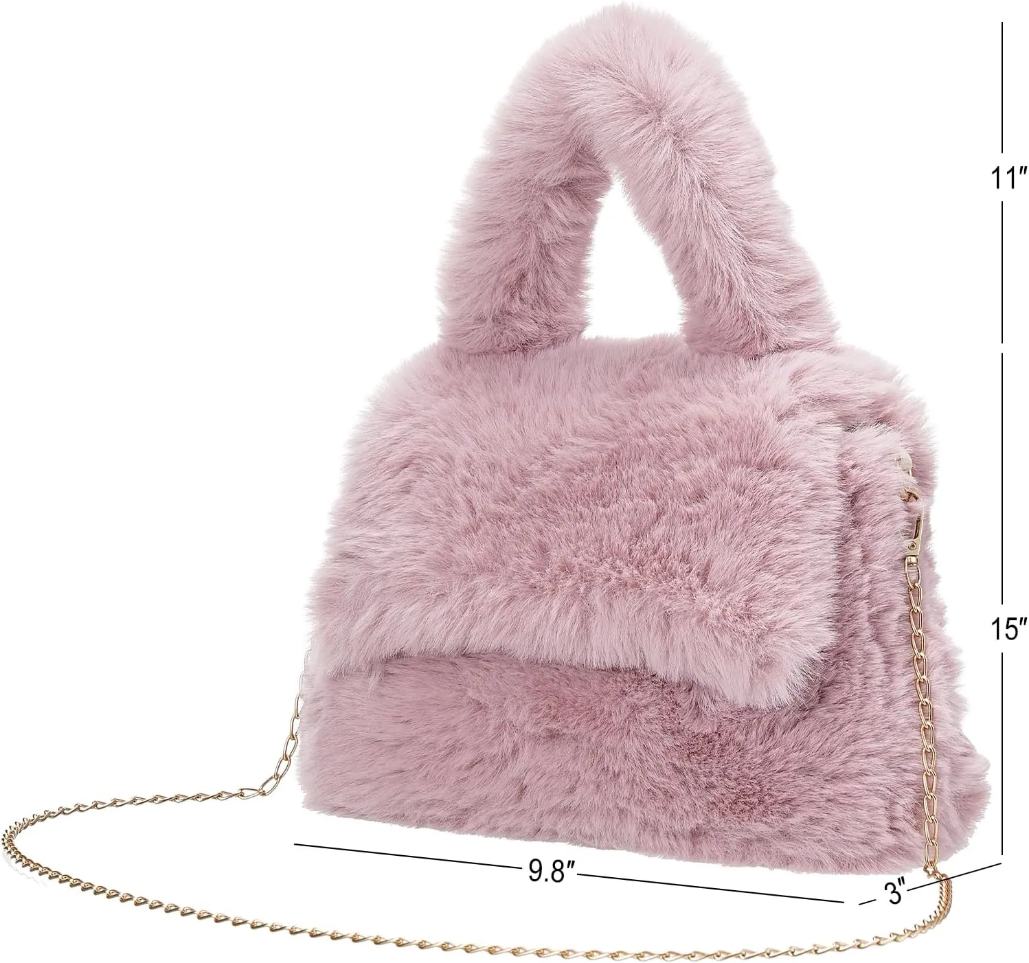 Fluffy Tote Bag for Woman Plush Shoulder Handbag Furry Faux Fur Purse for Winter