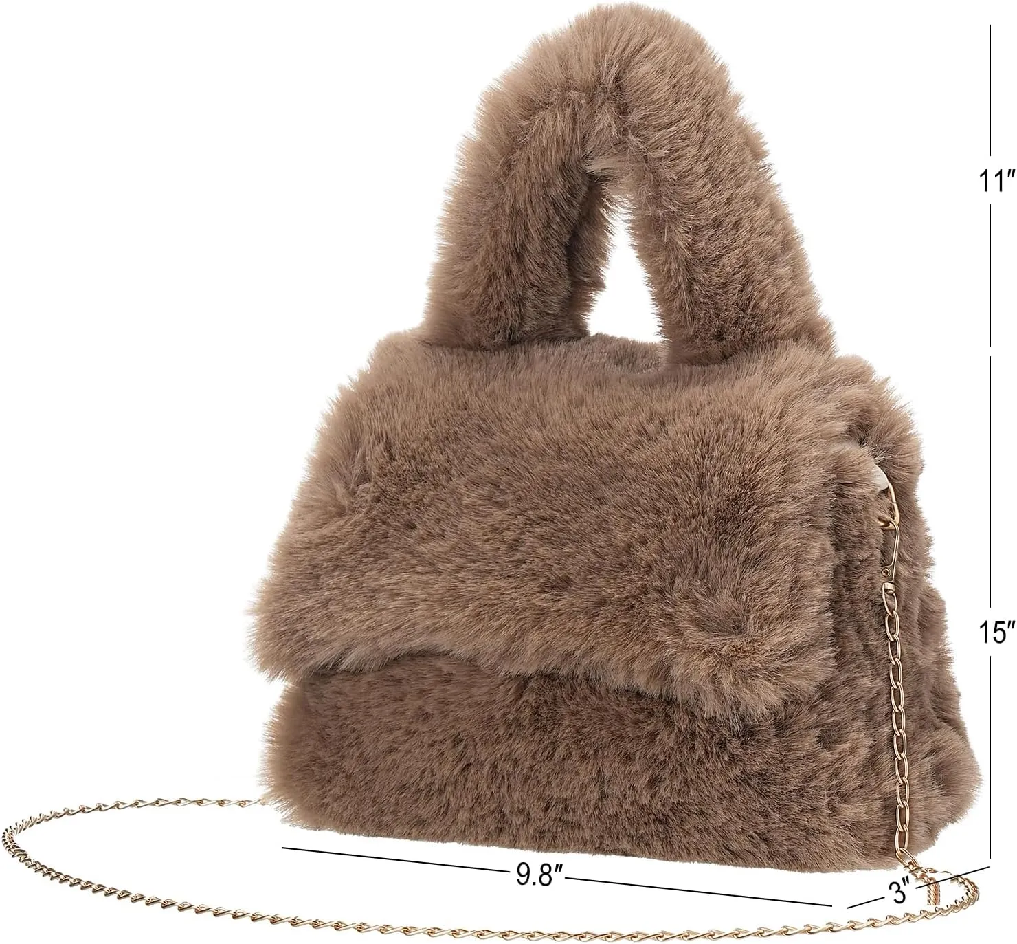 Fluffy Tote Bag for Woman Plush Shoulder Handbag Furry Faux Fur Purse for Winter