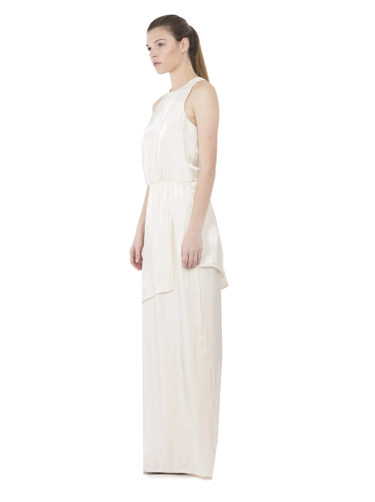 Flume Asymmetrical Wrap Dress in Pearled Ivory