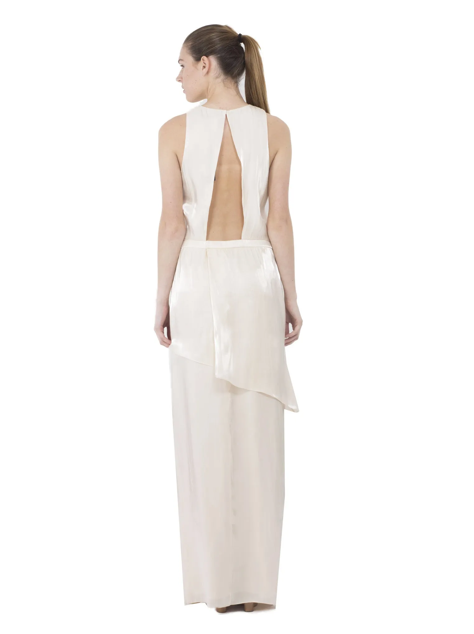 Flume Asymmetrical Wrap Dress in Pearled Ivory