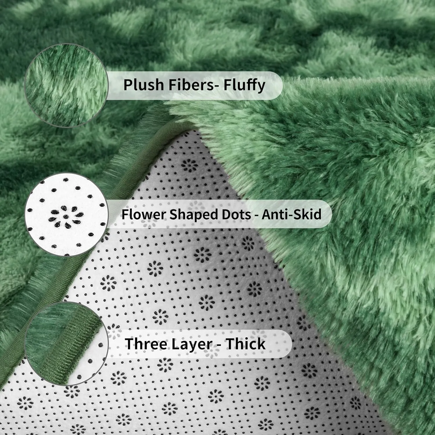 FlyDOIT Large Area Rugs for Living Room, 4x6 Feet Tie-Dyed Green Shaggy Rug Fluffy Throw Carpets, Ultra Soft Plush Modern Indoor Fuzzy Rugs for Bedroom Girls Kids Nursery Room Dorm Home Decor