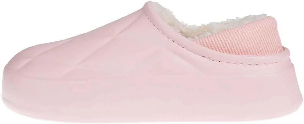 Foamwalk Women's Platform Clogs - Quilted Fuzzy Clogs for Women, Faux Fur Lined Fall Slippers for Women